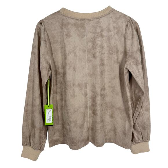 NEW NWT Trisha Tyler Medium Wearable Art Faux Suede Blouse Shirt Top Artsy - Picture 7 of 7